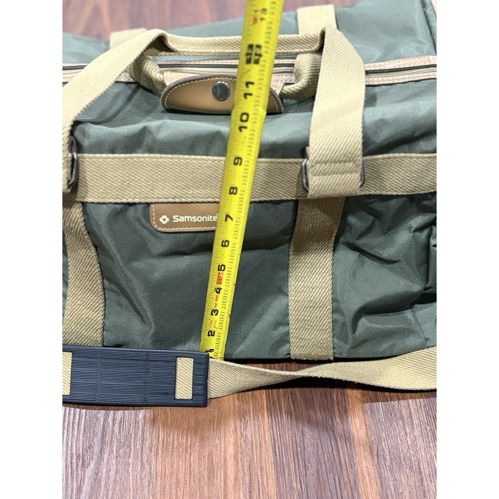 Samsonite‎ Green Tan Canvas Duffle Bag Heavy Duty Gym Travel Luggage - Picture 6 of 16